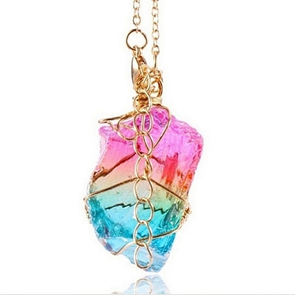 Free People Rainbow Quartz Gemstone Necklace
